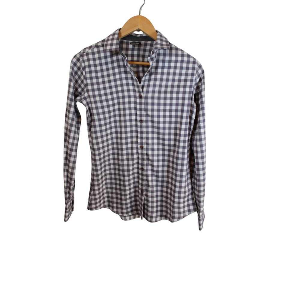 Storm Creek Button Up Shirt Womens XS Purple Checked Long‎ Sleeve Collared